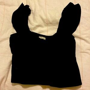 Abercrombie crop top, puff sleeves, black, size medium. New with tags.